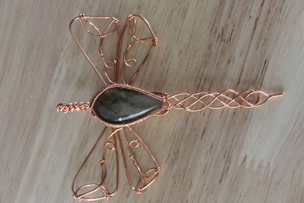 Dragonfly Labradorite Wire Wrapped Pendant