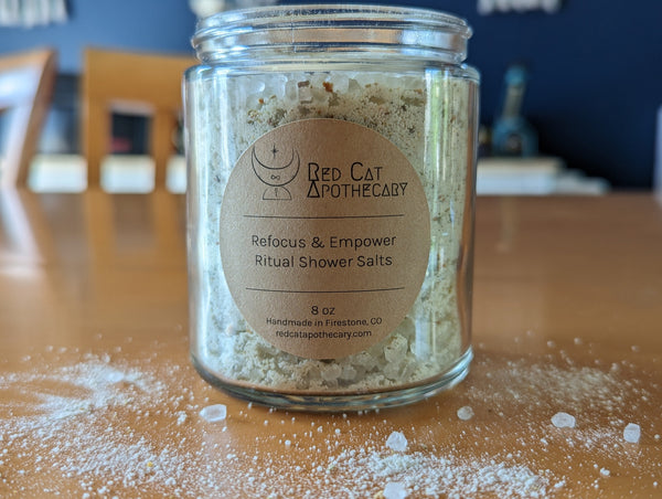 Refocus & Empower Ritual Shower Salts - Red Cat Apothecary